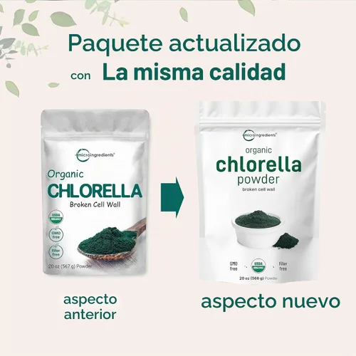 Vista 3 de Micro ingredientes USDA, Chlorella en polvo, orgánico, 1.1 libra, El mejor alimento, rico en vitaminas y proteínas