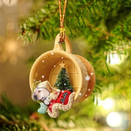 Vista 34 de Adornos de acrílico de encargo de la Navidad del nombre del perro, forma 2D personalizada para los amantes del perro Bulldog