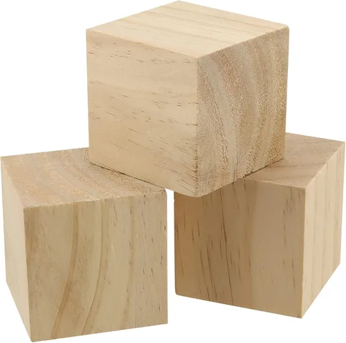 Vista 4 de KEILEOHO 10 bloques de madera de 2.5 pulgadas, cubos de madera sin terminar, bloques cuadrados sólidos en blanco para manualidades, pintura
