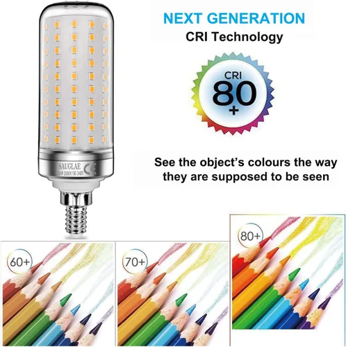 Vista 4 de Bombillas LED de 26 W, equivalente a bombillas incandescentes de 200 W, 3000 lm, 3000 K blanco cálido, tornillo Edison pequeño E12, paquete de 3