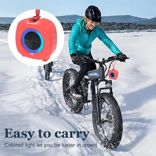 Vista 7 de PEICHENG - Bocina pequeña portátil Bluetooth inalámbrica impermeable IPX5 para ducha, sonido estéreo fuerte con graves profundos, emparejamiento Rojo