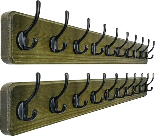 Vista 27 de Dseap Perchero de Pared: Moderno, Patentado, Resistente, 17.4" de Largo, Riel Colgador de Madera con 5 Ganchos Dobles para Abrigos de Invierno, Negro