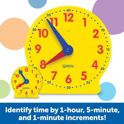 Vista 4 de Learning Resources Kit de reloj para el aula, imprescindible para preescolar, actividad de enseñanza, sobre tarjetas de tiempo flash, juguetes