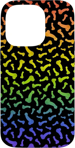 Vista 17 de Funda negra con diseño de pene o polla arcoíris para iPhone 17