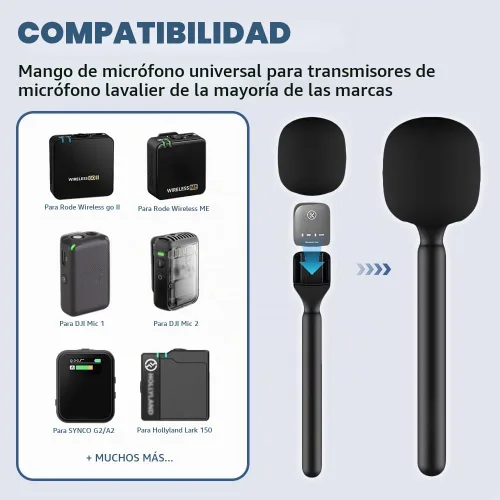 Vista 4 de Soporte de micrófono DJI Soporte de micrófono de entrevista de mano para RODE y DJI Wireless GO, compatible con plataformas Lavalier, estaciones