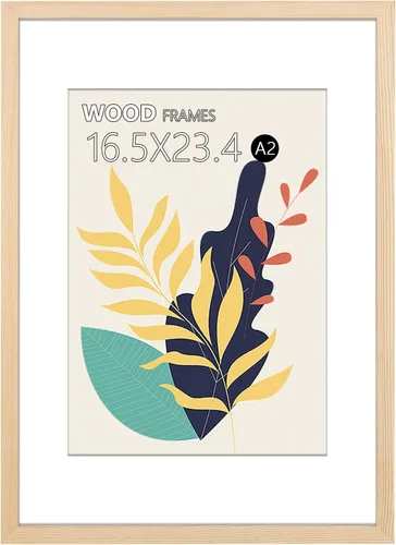 Vista 14 de Marco para Póster A1, 23.4 x 33.1 pulgadas, Marcos de Cuadros de Madera Maciza Natural Negros con Plexiglás Pulido, Fácil de Colgar, Mostrar Imagen