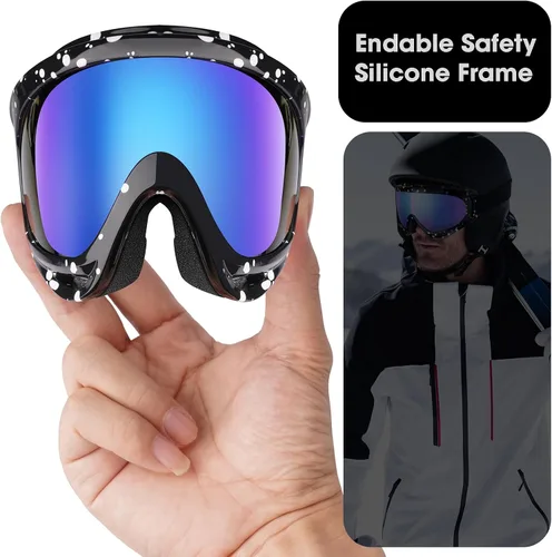 Vista 4 de Braylin Paquete de 2 gafas de esquí de nieve, gafas de snowboard para hombres, mujeres, jóvenes, niños, niños o niñas, gafas de moto de nieve