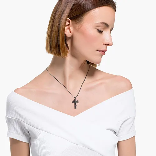Vista 3 de Dije de urna para cenizas de cremación, diseño de cruz de acero inoxidable