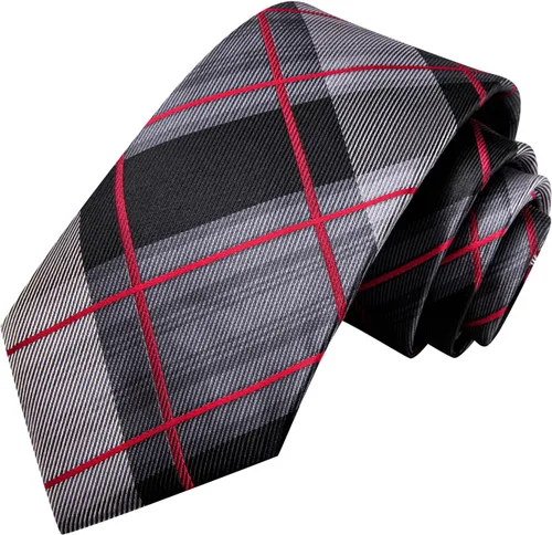 Vista 125 de Hi-Tie Corbata clásica de cachemira para hombre con pañuelo y gemelos a cuadros