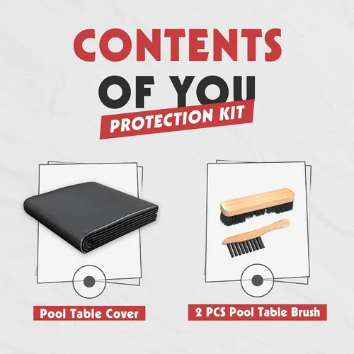 Vista 2 de Funda para mesa de billar de 7 pies con cepillo para mesa de billar, fundas de cuero impermeable para exteriores, para proteger la mesa de billar