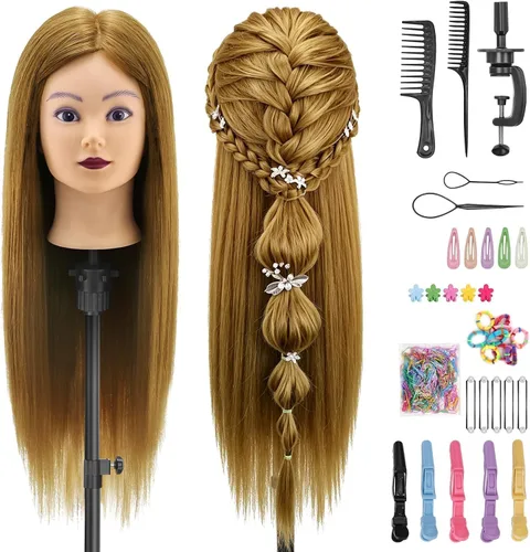 Vista 20 de Cabeza de maniquí de 16" con cabello para entrenamiento de peluquería y peinado