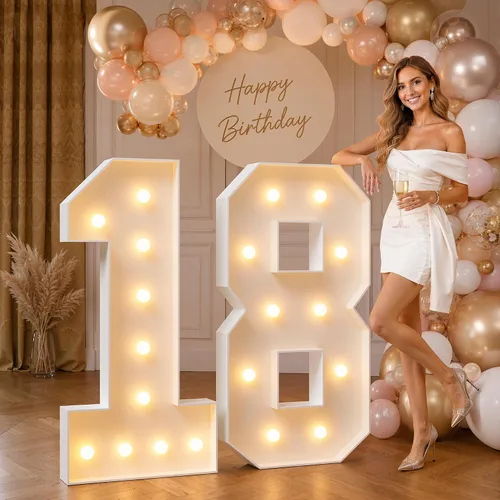 Vista 19 de imprsv Letras iluminadas grandes de 3 pies, letras iluminadas de marquesina para fiesta de cumpleaños (3 pies, letra y )