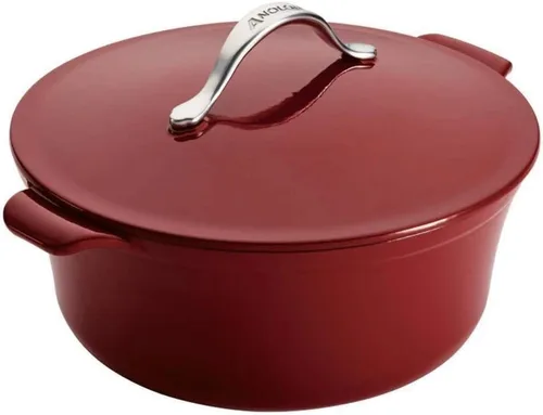 Vista 3 de Anolon Vesta - Sartén de hierro fundido con tapa, 4 cuartos de galón, color rojo pimentón rojo paprika