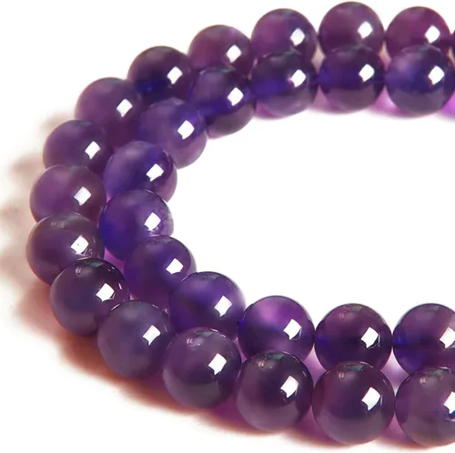Vista 2 de 100 piezas de cuentas de amatista natural de 6 mm, cuentas de piedras preciosas redondas sueltas para hacer joyas