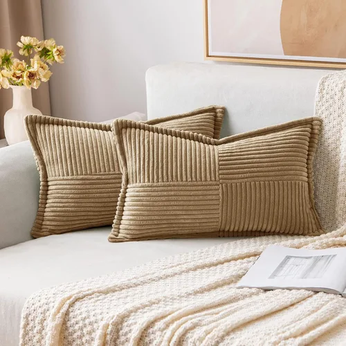 Vista 78 de MIULEE - Juego de 2 fundas de almohada beige de 12 x 12 pulgadas con entretejido, fundas de almohada a rayas bohemias supersuaves con textura