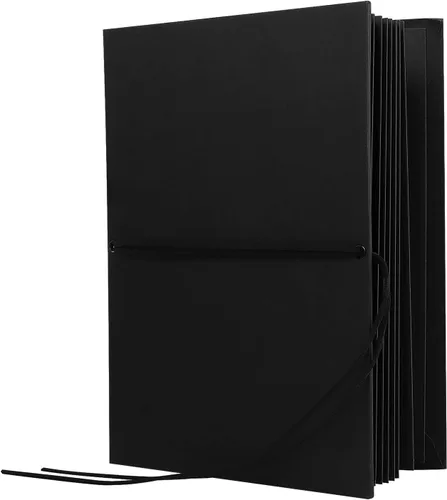 Vista 2 de Libro de acordeón en blanco de 11 x 8 pulgadas, álbum de fotos de álbum de recortes, plegable, elástico, para bricolaje, A4, cuaderno largo de tapa