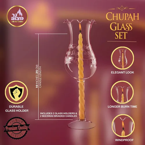 Vista 2 de Ner Mitzvah Juego de velas Chuppah para ceremonia de boda con velas, 2 unidades, juego de velas Chupah