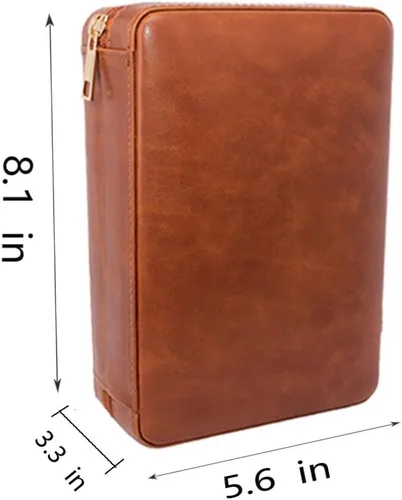 Vista 7 de AMANCY Elegante funda de humidor de 4 puros con forro de madera de cedro marrón marrón hecha a mano con 3 encendedores y cortador de cigarrillos