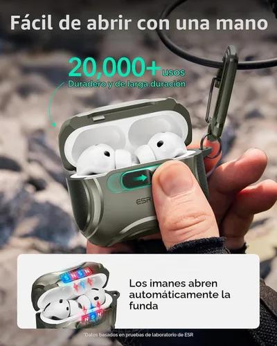 Vista 5 de ESR Funda para AirPods Pro 3 (2025), Compatible con Funda de AirPods Pro de 3ª Generación (Cable USB-C), MagSafe Sin Esfuerzo, Bloqueo a Prueba