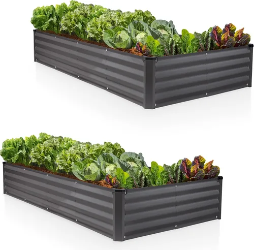 Vista 17 de Plant & Plot Camas de jardín elevadas galvanizadas para exteriores/ Jardinera elevada de 6 x 3 x 1 pie para jardinería, verduras, flores, caja