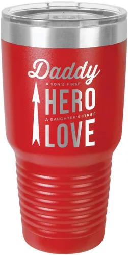 Vista 13 de DADDY SONS FIRST HERO DAUGHTERS FIRST LOVE BLACK Vaso de bebida de 30 onzas con popote y tapa superior deslizante Taza de viaje grabada con láser