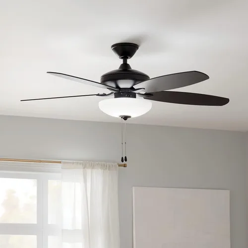 Vista 6 de Ventilador LED Renew Select de 52 pulgadas en negro satinado, para cocina, sala de estar, dormitorio, estudio y estudio, (52 x 52 x 17.5 pulgadas)