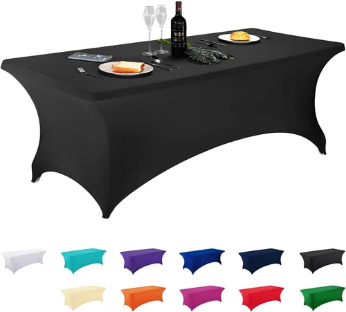 Vista 98 de LZY Cubierta de Mesa Elástica Ajustable de Spandex para Mesa Plegable de 6 pies, 4 pies o 8 pies, Mantel de Cóctel Rectangular, Perfecto para Champn