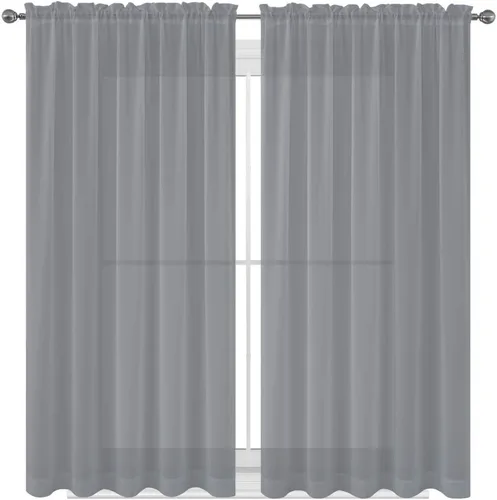 Vista 28 de WPM - Cortinas traslúcidas de color beige de 60 pulgadas de ancho x 95 pulgadas de largo, 2 paneles tratamiento de ventana para sala de estar