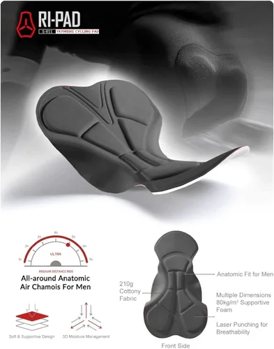 Vista 8 de YKYWBIKE Pantalones cortos acolchados para ciclismo de carretera para hombre con bolsillos antideslizantes en las piernas absorben el sudor