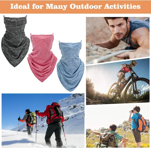 Vista 7 de MoKo Scarf Mask Bandana with Ear Loops 3 Pack, Neck Gaiter Balaclava with Filter Pocket UV Protection Mask