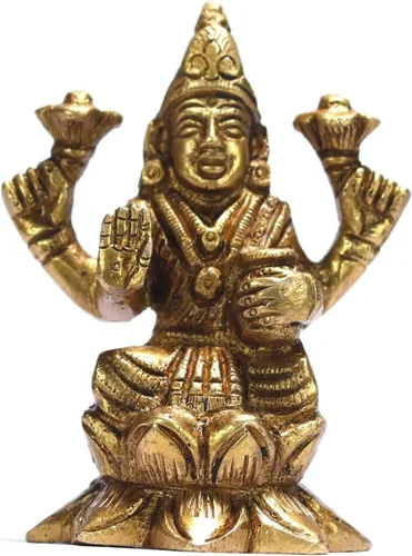 Vista 6 de ASHIRWAD Escultura de estatua de ídolo de latón para Diwali Pooja, templo, decoración del hogar, Vastu Laxmi Devi Maa AE000006-18 (Laxmi-18)