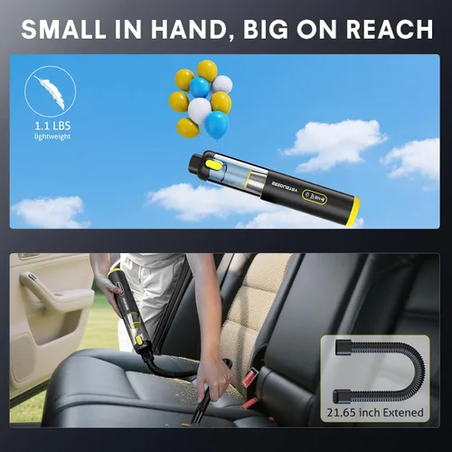 Vista 6 de SEEDUSTRY Aspiradora de Mano Portátil Inalámbrica para Automóvil, 6 en 1, mini aspiradora inalámbrica con motor sin escobillas y potente succión