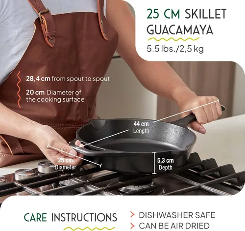 Vista 6 de VICTORIA Cast Iron Enameled Amazonia Macaw Induction Frying Pan 25 cm