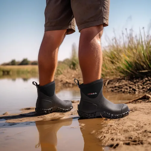 Vista 5 de HISEA Botas de goma para hombre, botas de lluvia impermeables para exteriores, para césped y jardín