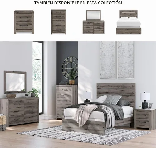 Vista 6 de Signature Design by Ashley Urbanoore - Cómoda rústica de 6 cajones con tope de seguridad, color gris