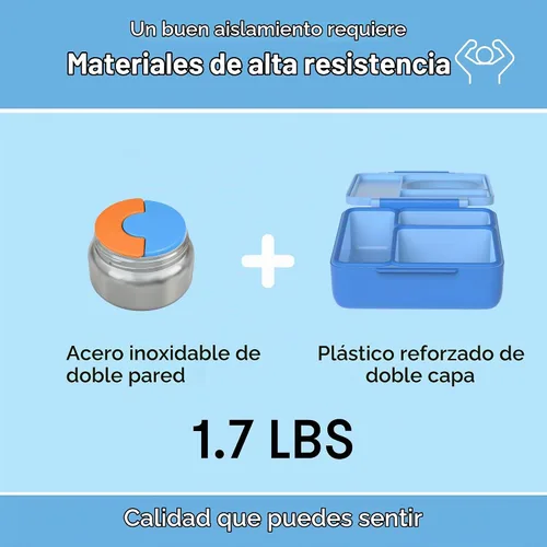 Vista 4 de Omie OmieBox - Lonchera Bento aislada a prueba de fugas con tarro de comida (cielo azul)