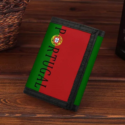 Vista 6 de Portugal - Cartera triple de fútbol americano, monedero delgado, lindo tarjetero con clip para dinero para hombres y mujeres