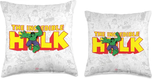 Vista 3 de Marvel Increíble Hulk - Almohada de cómic retro, 18.0 x 18.0 in, multicolor