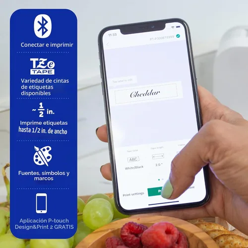 Vista 2 de Brother P-Touch Cube - Etiquetadora para teléfono inteligente, tecnología inalámbrica Bluetooth, múltiples plantillas disponibles, compatible