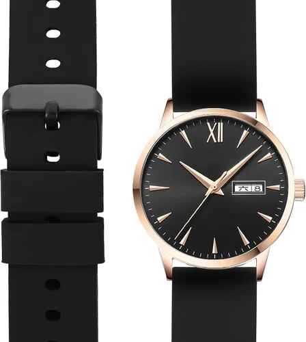Vista 7 de cobee 2 correas de reloj de silicona, correas de reloj suaves impermeables de liberación rápida con hebilla de acero inoxidable plateada u dorada