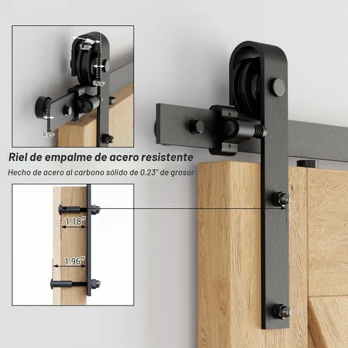Vista 9 de CCJH Kit de herrajes para puerta de granero, pista deslizante de 4 pies, resistente para un solo panel de puerta de 24 pulgadas de ancho