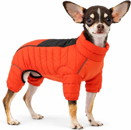 Vista 68 de Suéter para Perro ArmyGreen, Resistente al Viento, Reflectante - Chaqueta de Invierno Dirigible para S, M, L - Cremallera, Tallas Ajustables Verde