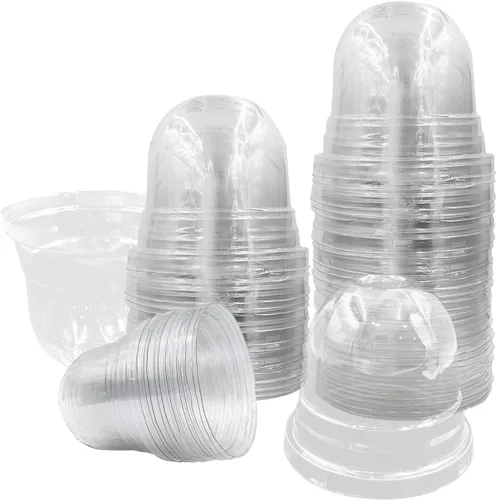 Vista 8 de RooTrimmer - Juego de 60 macetas transparentes para guardería con cúpulas de humedad, macetas de plástico de 4 pulgadas con agujeros de drenaje