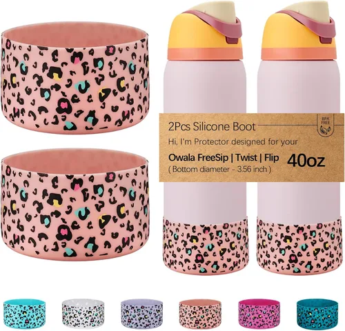 Vista 29 de WK IEASON 2 fundas de silicona para botella de agua Owala, base protectora para botella de agua Owala FreeSip Twist y Flip Flask accesorios para 3D