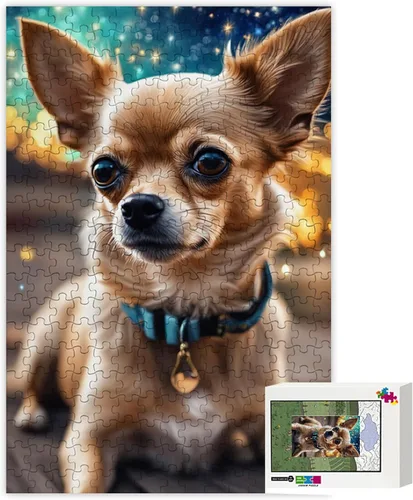 Vista 5 de Rompecabezas para adultos de 500 piezas, regalos temáticos de arte impresionista, Chihuahua (perro), arte de diseño único personalizado, desafío