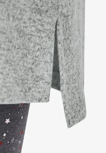 Vista 6 de Ellos Sudadera tipo túnica con cuello embudo para mujer, talla grande gris (Marled Grey)