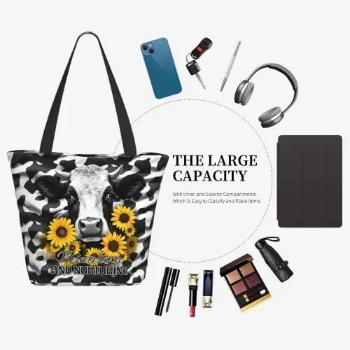 Vista 7 de Tiger King Print Canvas Tote Bolsa de comestibles Bolsos con estampado de tigre Bolsas de hombro