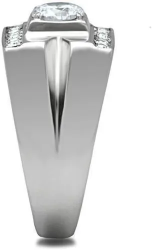 Vista 4 de Anillo Color Plata Para Hombres y Ninos de Acero Inoxidable Linear 9