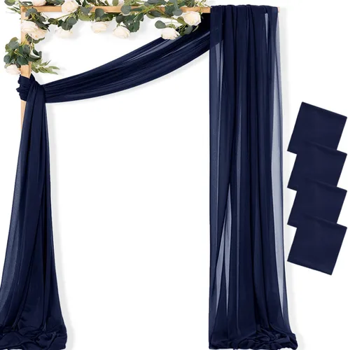 Vista 35 de MLMC 1 panel de tela para arco de boda azul bebé, 29 x 20 pies, cortinas de gasa extralargas transparentes de 6.6 yardas, paneles de cortinas