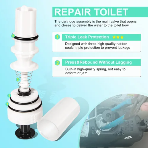 Vista 3 de Kit de cartucho de repuesto para Sloan Flushmate C-100500-Kit, kit de cartucho de válvula de descarga C-100500-K, compatible con sistema de tanque